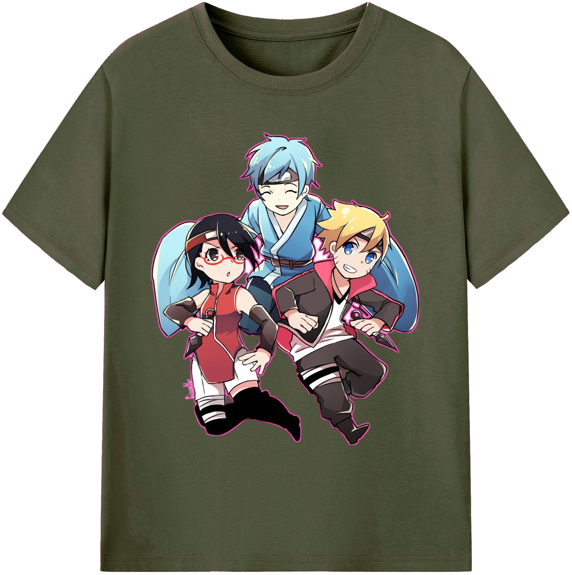 （画像用） NARUTO -ナルト- うちは サラダ Uchiha Sarada 綿100％ メンズ半袖Tシャツ｜肌触りやわらか＆通気性